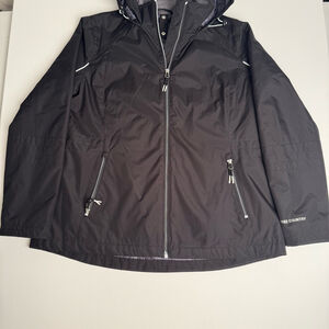 Free Country Jacket Womens L Large Black Long Sleeve Pockets Zipper Hood